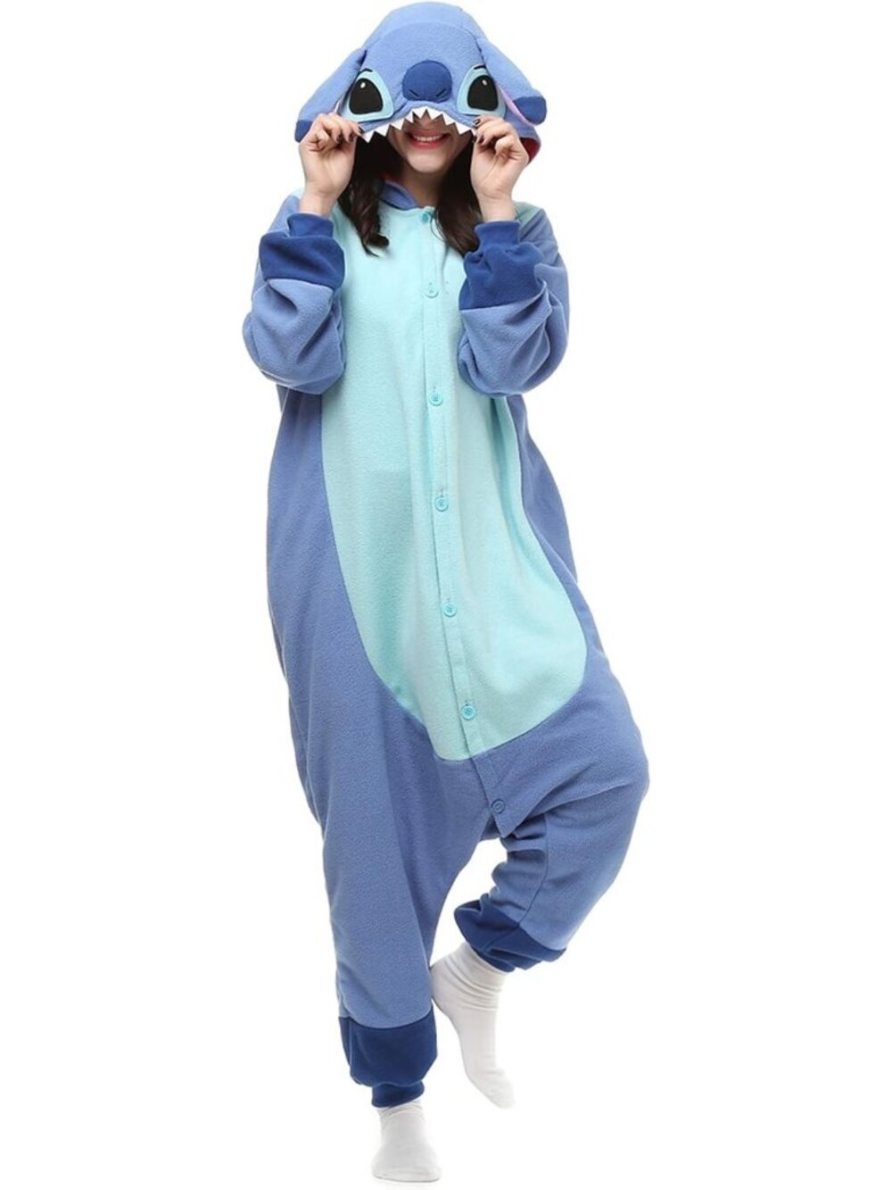 Stitch Blue Animal Union Suit Halloween Cosplay Costume Adult Pajamas Unisex SM